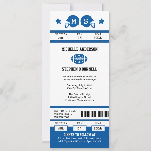 Faire-part de mariage de billets de football (Devant)