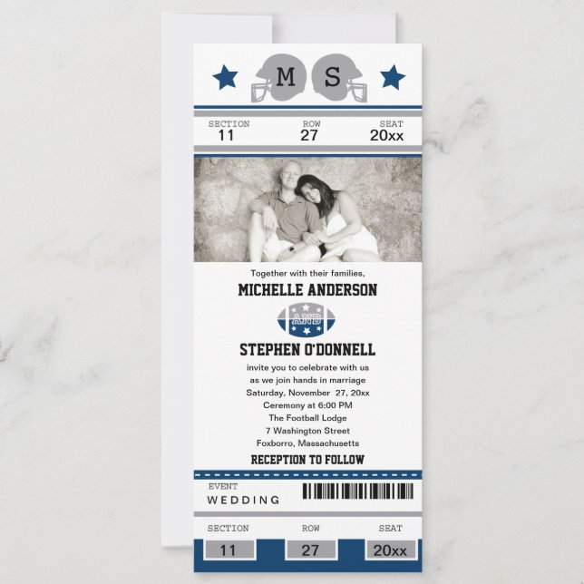 Faire-part de mariage de billets de football (Devant)
