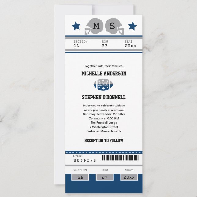 Faire-part de mariage de billets de football (Devant)