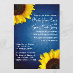 Faire-part de mariage de bleu royal et de