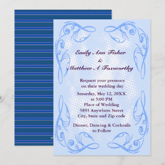 Faire-part de mariage de bordure Abstrait bleu