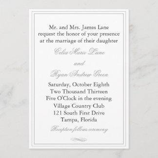 Faire-part de mariage de bordure gris simple
