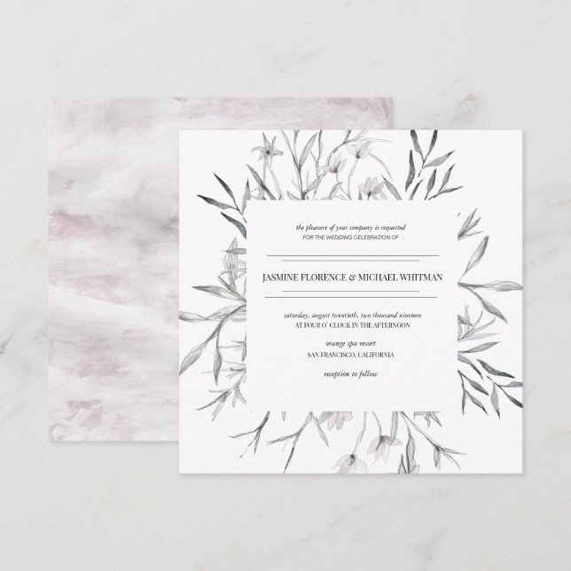 faire-part de mariage de botanique rustique (Devant / Derrière)