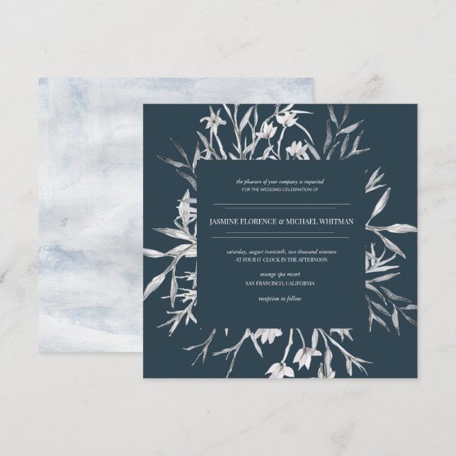 faire-part de mariage de botanique rustique (Devant / Derrière)
