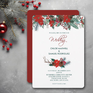 Faire-part de mariage de bouquet de bordure rouge 