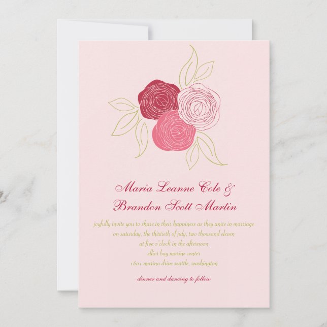 Faire-part de mariage de bouquet de Ranunculus (Devant)