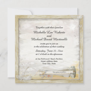Faire-part de mariage de bouteilles de plage