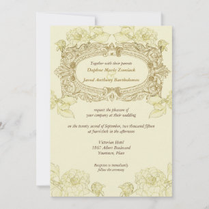Faire-part de mariage de cadre antique