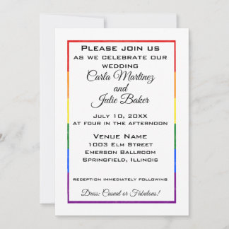 Faire-part de mariage de cadre arc-en-ciel