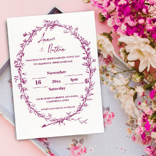 Faire-part de mariage de cadre bordeaux complexe