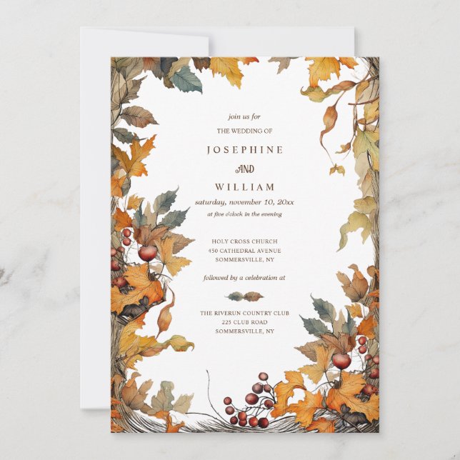 Faire-part de mariage de cadre d'automne (Devant)