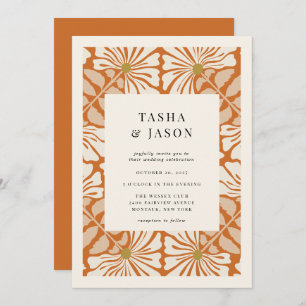 Faire-part de mariage de cadre de modèle floral ré