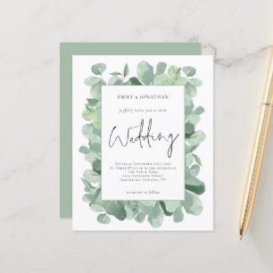 Faire-part de mariage de cadre feuille Eucalyptus 
