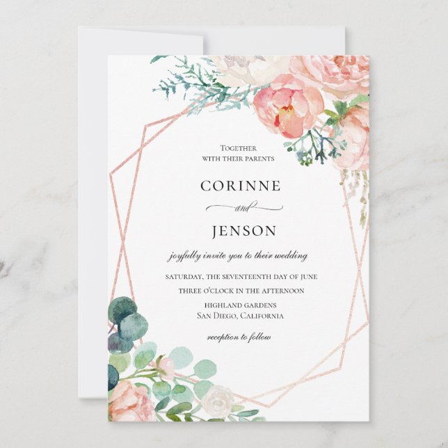 Faire-part de mariage de cadre Floral d'été (Devant)