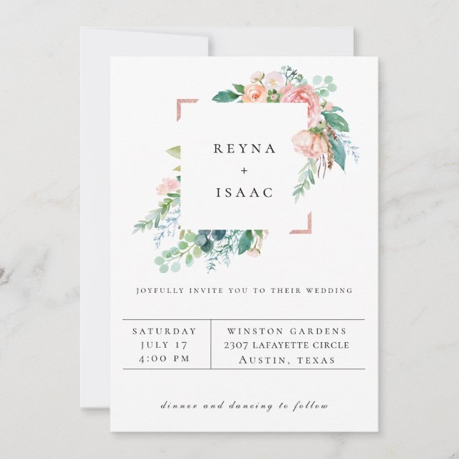 Faire-part de mariage de cadre Floral d'été (Devant)