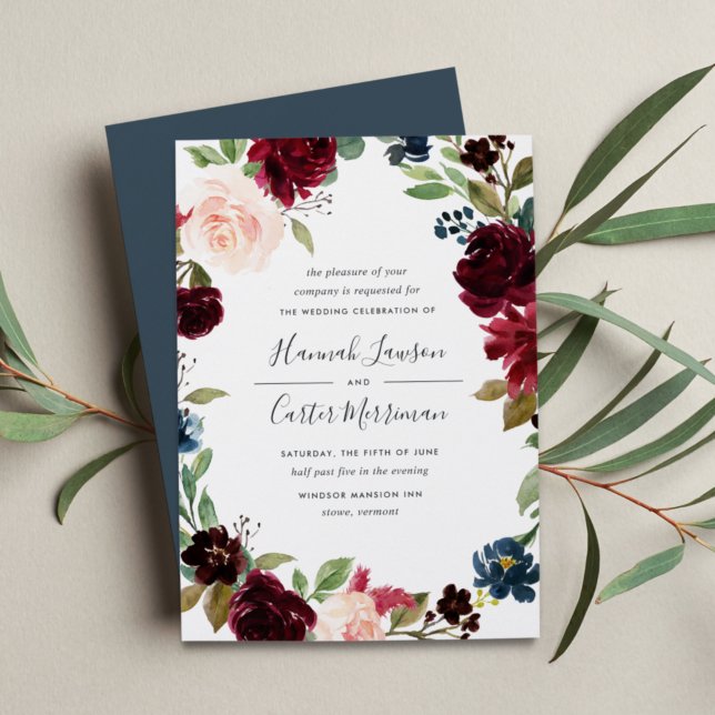 Faire-part de mariage de cadre floral en fleurs ra (Créateur téléchargé)