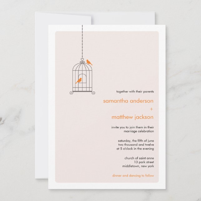 Faire-part de mariage de cage à oiseaux moderne -  (Devant)