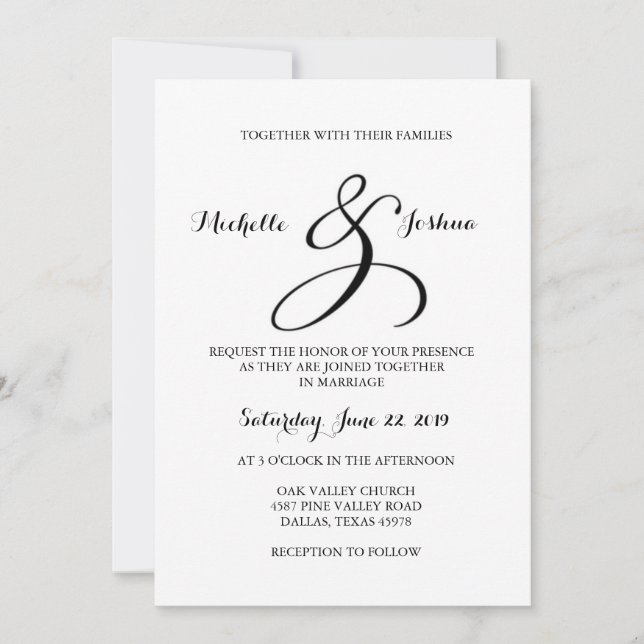 Faire-part de mariage de calligraphie (Devant)