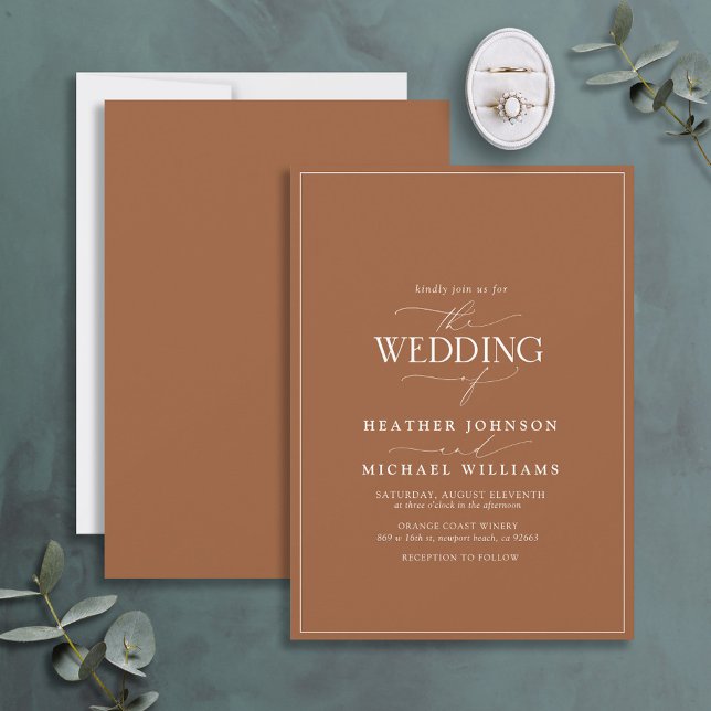 Faire-part de mariage de calligraphie en terre cui (Créateur téléchargé)