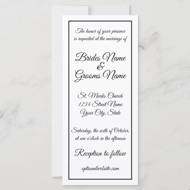 Faire-part de mariage de calligraphie mince (Devant)