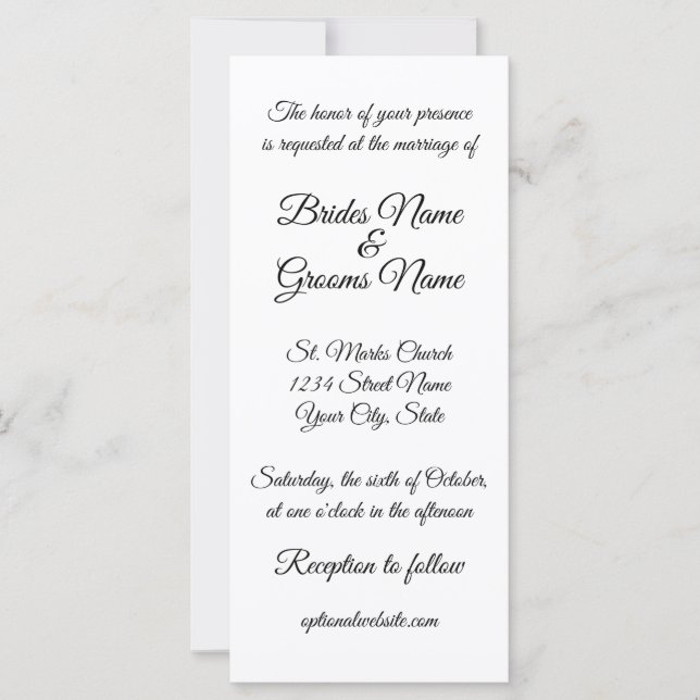 Faire-part de mariage de calligraphie mince (Devant)