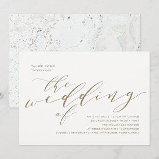 Faire-part de mariage de calligraphie | Or
