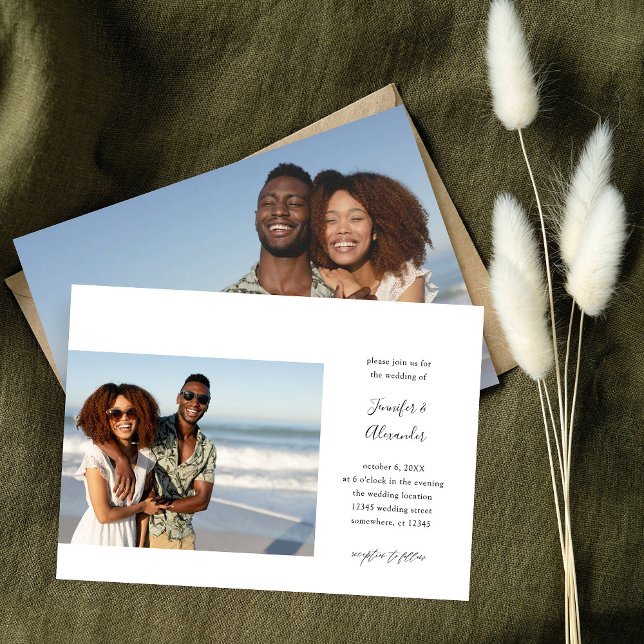 Faire-part de mariage de calligraphie photo côté d (Créateur téléchargé)