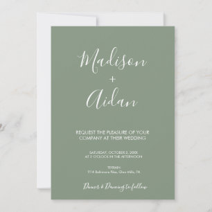 Faire-part de mariage de calligraphie verte Sage