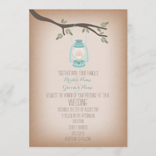 Faire-part de mariage de camping Blue Light Lanter