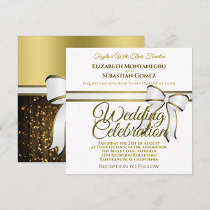 Faire-part de mariage de Carré de ruban blanc et d