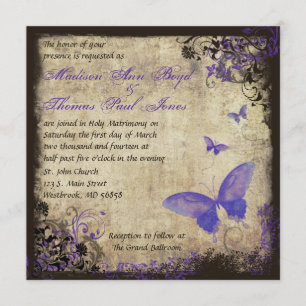 Faire-part de mariage de Carré Vintage papillon po