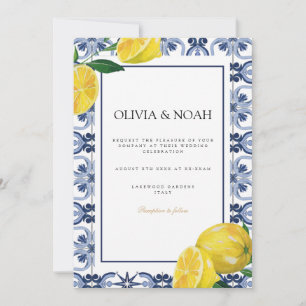 Faire-part de mariage de carreaux de citron médite