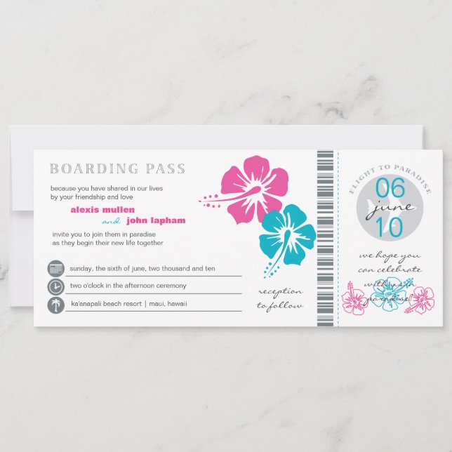 Faire-part de mariage de carte d'embarquement (Devant)