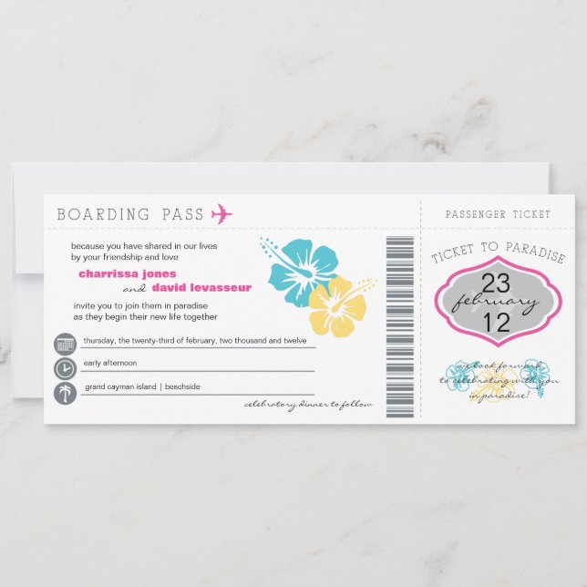 Faire-part de mariage de carte d'embarquement (Devant)