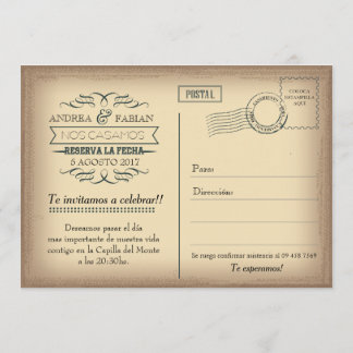 Faire-part de mariage de carte postale avec la