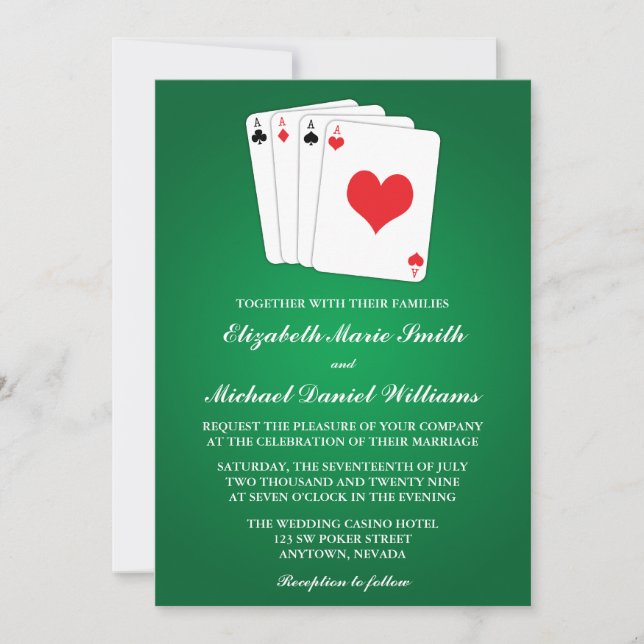 Faire-part de mariage de cartes de poker (Devant)