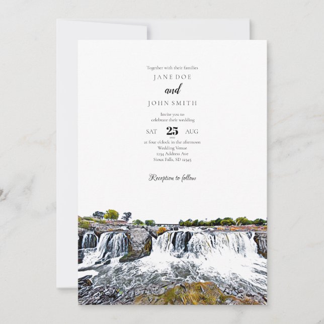 Faire-part de mariage de cascade de Sioux Falls (Devant)