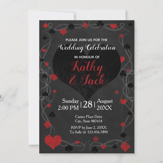 Faire-part de mariage de casino élégant (Devant)