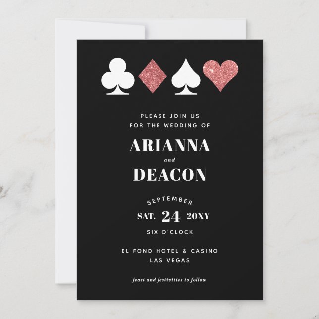 Faire-part de mariage de casino moderne avec paill (Devant)