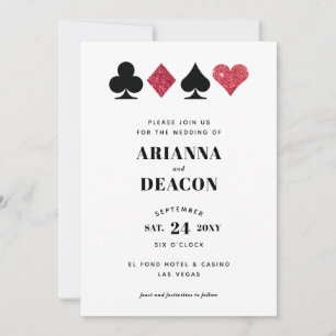 Faire-part de mariage de casino moderne avec paill