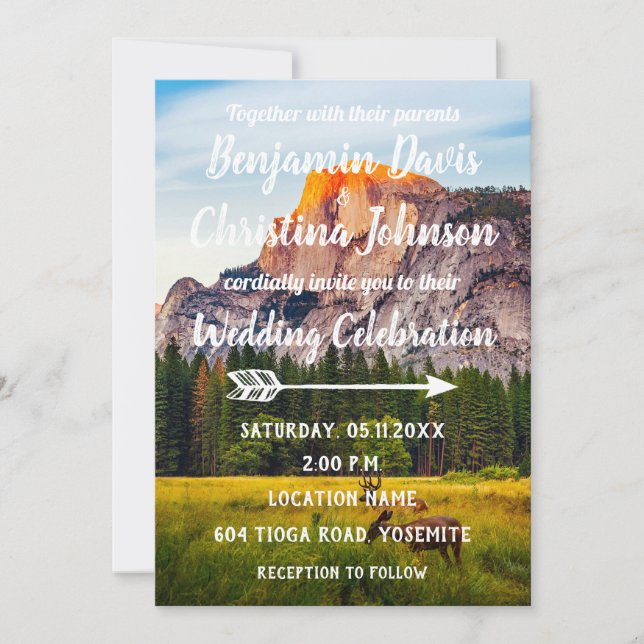Faire-part de mariage de cerfs communs et de (Devant)