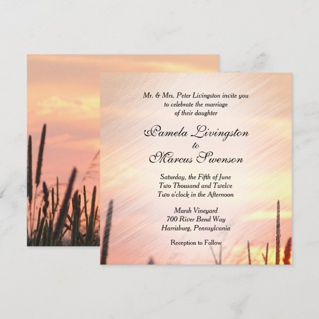 Faire-part de mariage de champ Sunset (Devant / Derrière)