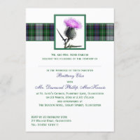Faire-part de mariage de chardon vert pourpre