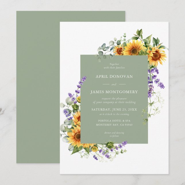 Faire-part de mariage de charpente florale de tour (Devant / Derrière)