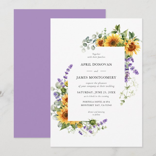 Faire-part de mariage de charpente florale de tour (Devant / Derrière)