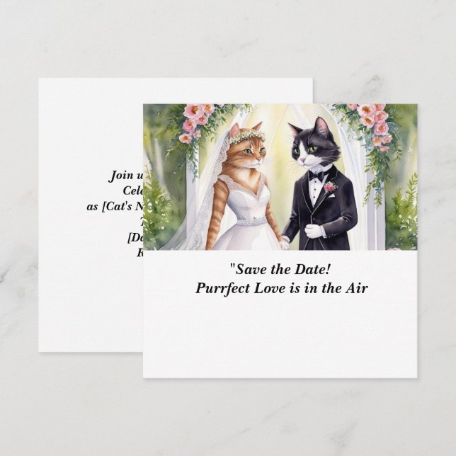 Faire-part de mariage de chat à conserver  (Devant / Derrière)