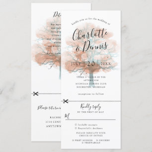 faire-part de mariage de chêne d'automne avec rsvp