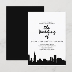 Faire-part de mariage de Chicago Il Skyline