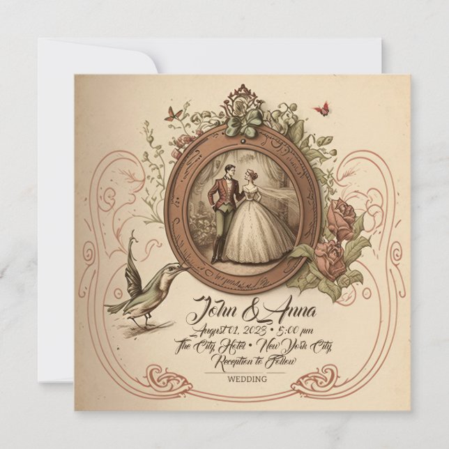faire-part de mariage de cinderella vintage (Devant)