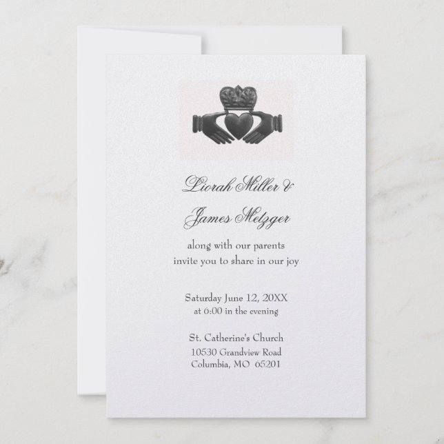 Faire-part de mariage de Claddagh d'Irlandais (Devant)